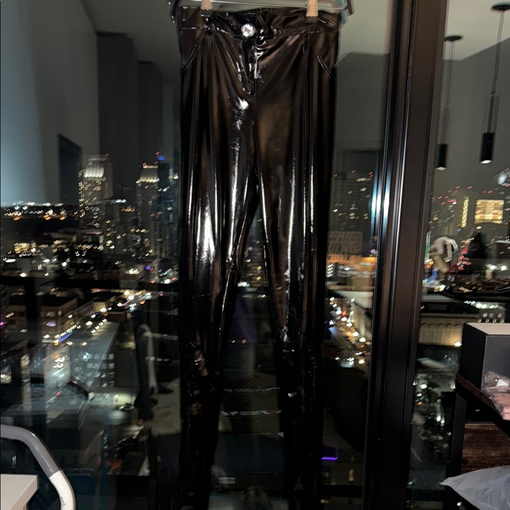 Shiny Black Patent Leather Pants